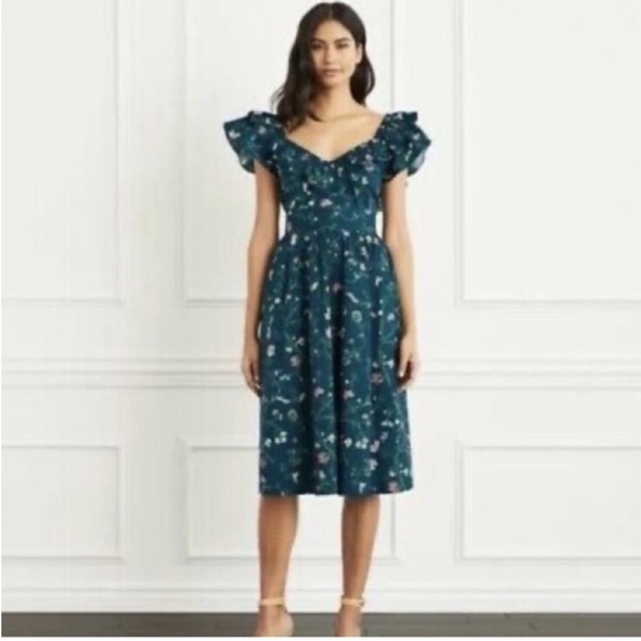 Hill House Ava Dress in discontinued print. Moody floral - Picture 1 of 7